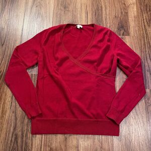 Talbots Sweater V-Neck Long Sleeve Pullover Shirt Red Cotton Womens Small Petite